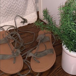 Lace up suede sandals